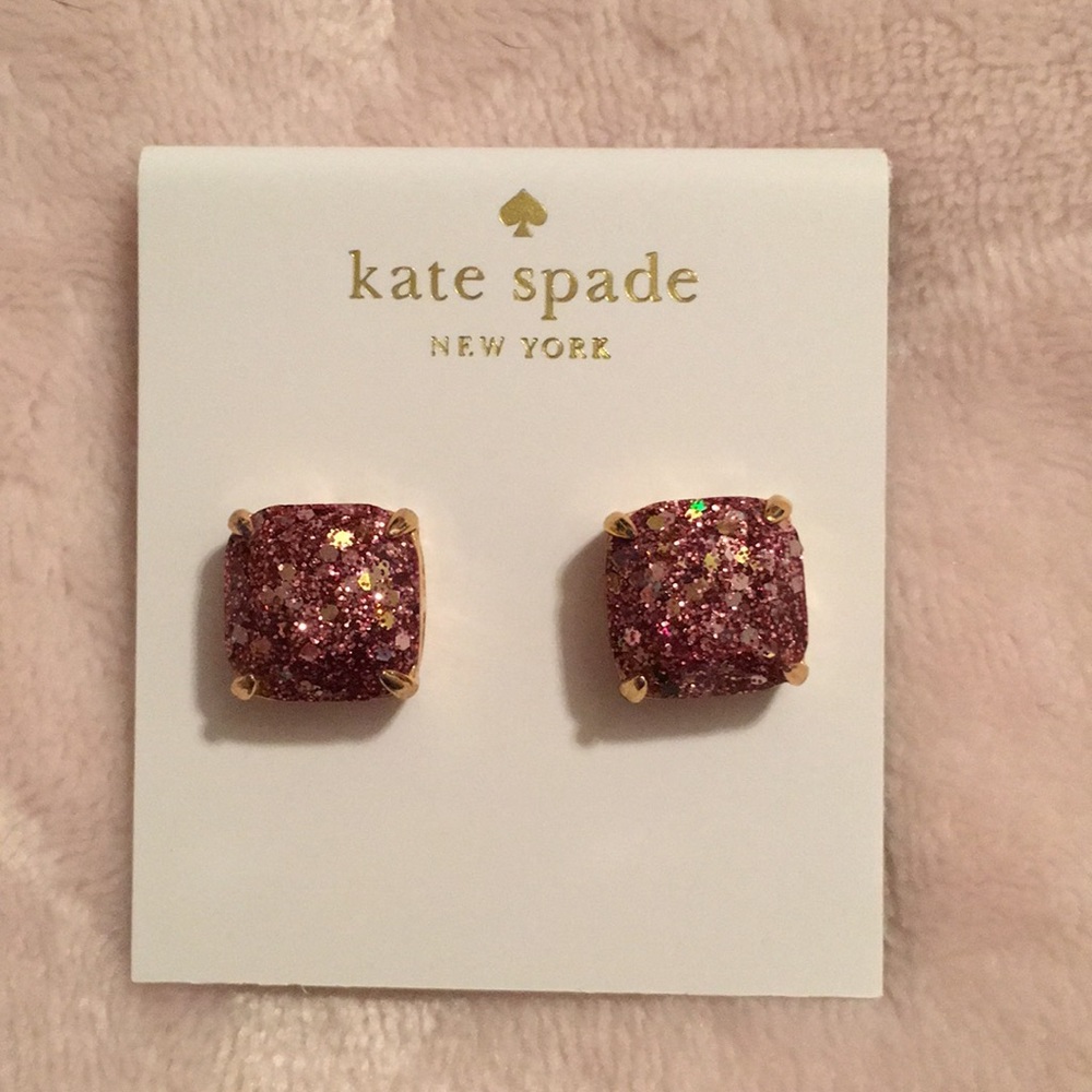 Kate Spade rose gold glitter earrings